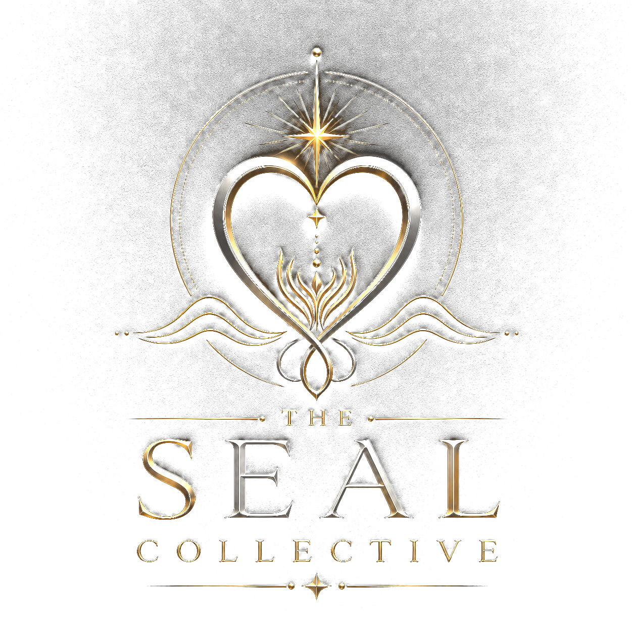The SEAL Collective — metallic heart emblem with radiant light